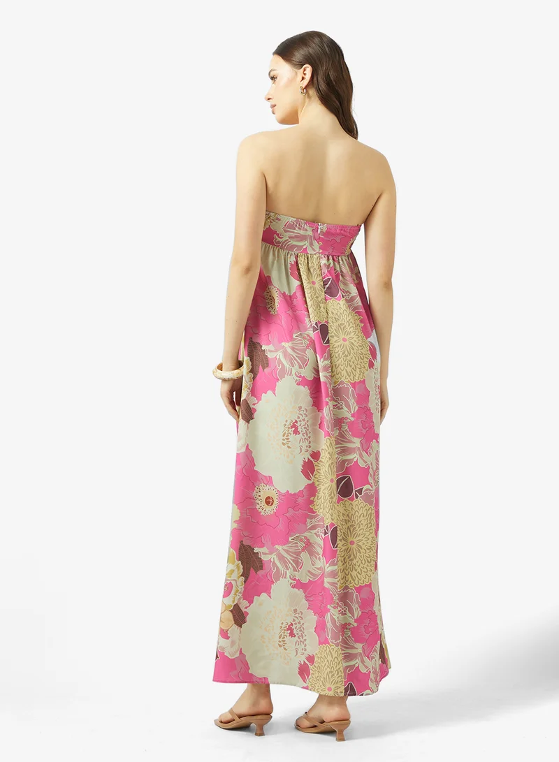 جينجر Bandeau Floral Print Resort Dress
